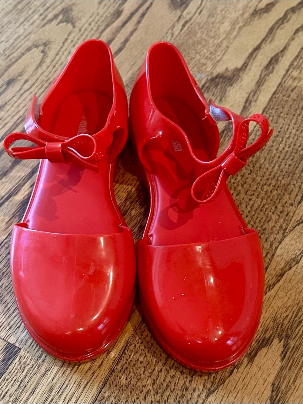 Mini Melissa Red Jelly Bow Mary Jane Sandals